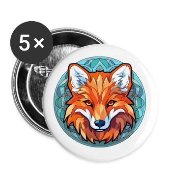 Fuchs Buntes Buntes Karikatur Kawaii Tier - Buttons klein 25 mm (5er Pack) - Weiß - Vorne