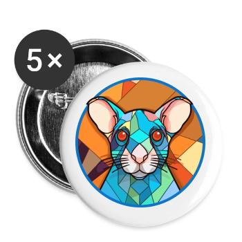 Ratten-Buntglas-Cartoon-Kawaii-Tier - Buttons klein 25 mm (5er Pack) - Weiß - Vorne