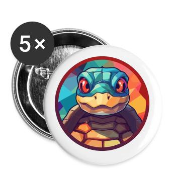 Schildkröte Bunte Karikatur Kawaii Anima - Buttons klein 25 mm (5er Pack) - Weiß - Vorne