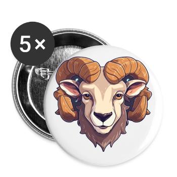 Bighorn Schaf Niedlich Glücklich Kawaii Cartoon Clipart An - Buttons klein 25 mm (5er Pack) - Weiß - Vorne