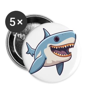 hai niedlich glücklich kawaii cartoon clipart tier - Buttons klein 25 mm (5er Pack) - Weiß - Vorne