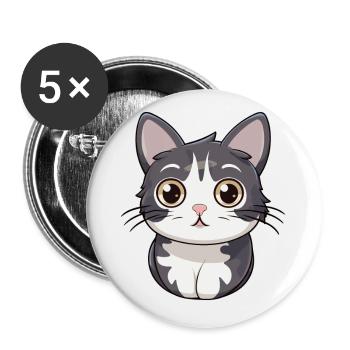 Amerikanische Drahthaarkatze Niedlich Glücklich Kawaii Cartoon Cl - Buttons klein 25 mm (5er Pack) - Weiß - Vorne