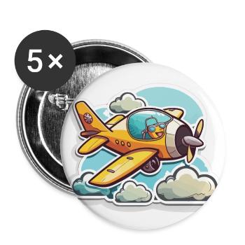 Die Geschichte der Luftfahrt - Buttons klein 25 mm (5er Pack) - Weiß - Vorne