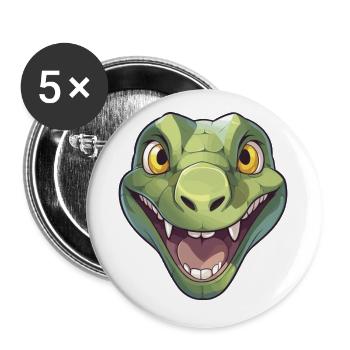 Anakonda Niedlich Glücklich Kawaii Cartoon Clipart Tier - Buttons klein 25 mm (5er Pack) - Weiß - Vorne