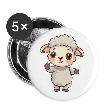 schaf niedlich glücklich kawaii cartoon clipart tier - Buttons klein 25 mm (5er Pack) - Weiß - Vorne