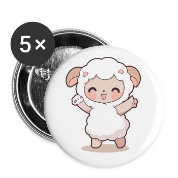 schaf niedlich glücklich kawaii cartoon clipart tier - Buttons klein 25 mm (5er Pack) - Weiß - Vorne
