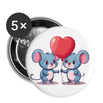 Mouse Kawaii Cartoon Pet Playing With Balloons - Buttons small 1''/25 mm (5-pack) - white - Front