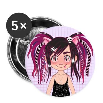 EMO Manga Girl - Buttons small 1''/25 mm (5-pack) - white - Front