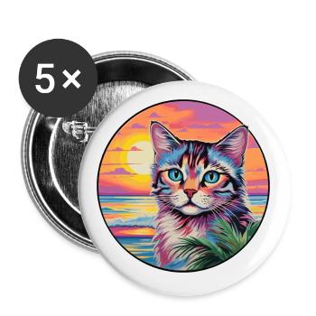 Australische Nebelkatze Aquarell Cartoon Kawaii - Buttons klein 25 mm (5er Pack) - Weiß - Vorne