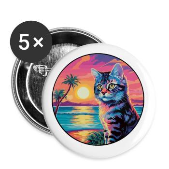 Kalifornische gesprenkelte Katze Aquarell Karikatur Kawaii - Buttons klein 25 mm (5er Pack) - Weiß - Vorne