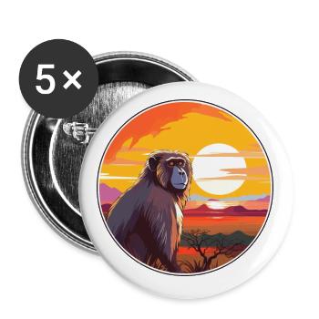 Baboon Colorful Watercolor Cartoon Kawaii Animal - Buttons small 1''/25 mm (5-pack) - white - Front