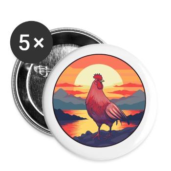 Chicken Colorful Watercolor Cartoon Kawaii Animal - Buttons small 1''/25 mm (5-pack) - white - Front