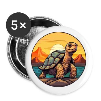 Schildkröte buntes Aquarell Cartoon Kawaii Tier - Buttons klein 25 mm (5er Pack) - Weiß - Vorne