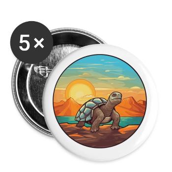 Schildkröte buntes Aquarell Cartoon Kawaii Tier - Buttons klein 25 mm (5er Pack) - Weiß - Vorne