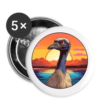 Emu Buntes Aquarell Cartoon Kawaii Tier - Buttons klein 25 mm (5er Pack) - Weiß - Vorne