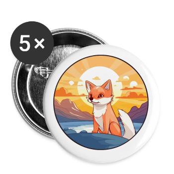Fuchs Buntes Aquarell Cartoon Kawaii Tier - Buttons klein 25 mm (5er Pack) - Weiß - Vorne