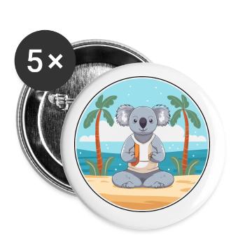 Koala Cartoon Yoga Strand Sommer Illustration - Buttons klein 25 mm (5er Pack) - Weiß - Vorne