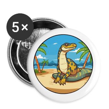 Anaconda Aquarell Cartoon Kawaii Clipart Tier - Buttons klein 25 mm (5er Pack) - Weiß - Vorne