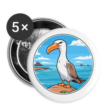 Albatross Watercolor Cartoon Kawaii Clipart Animal - Buttons small 1''/25 mm (5-pack) - white - Front