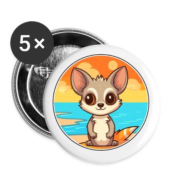 Aye Aye Watercolor Cartoon Kawaii Clipart Animal - Buttons small 1''/25 mm (5-pack) - white - Front