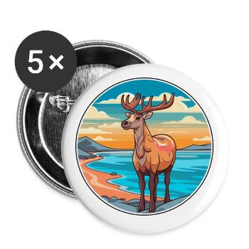 Karibu Aquarell Karikatur Kawaii Clipart Tier - Buttons klein 25 mm (5er Pack) - Weiß - Vorne