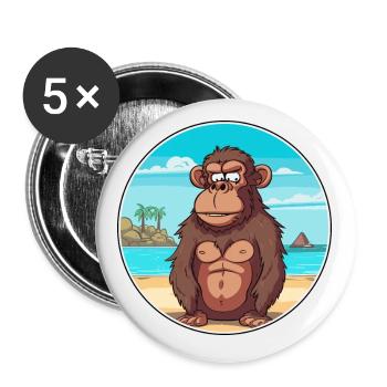 Baboon Watercolor Cartoon Kawaii Clipart Animal - Buttons small 1''/25 mm (5-pack) - white - Front