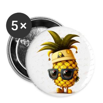 Ananas-Paradies - Buttons klein 25 mm (5er Pack) - Weiß - Vorne