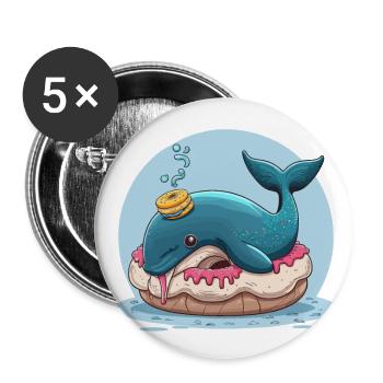 Donut Rider - Buttons small 1''/25 mm (5-pack) - white - Front