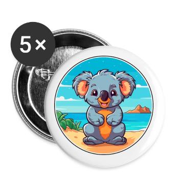 Koala Aquarell Cartoon Kawaii Clipart Tier - Buttons klein 25 mm (5er Pack) - Weiß - Vorne