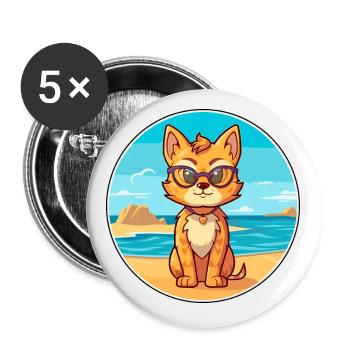 Luchs Aquarell Cartoon Kawaii Clipart Tier - Buttons klein 25 mm (5er Pack) - Weiß - Vorne
