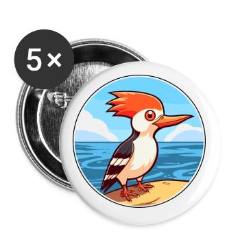 Pic aquarelle dessin animé Kawaii Clipart animal de compagnie - Lot de 5 petits badges (25 mm) - blanc - Devant