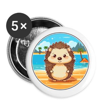 Igel Aquarell Karikatur Kawaii Clipart Tier - Buttons klein 25 mm (5er Pack) - Weiß - Vorne