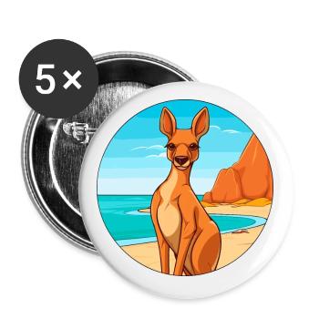 Kangourou aquarelle dessin animé Kawaii Clipart Animal - Lot de 5 petits badges (25 mm) - blanc - Devant