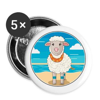 Schaf Aquarell Cartoon Kawaii Clipart Tier - Buttons klein 25 mm (5er Pack) - Weiß - Vorne