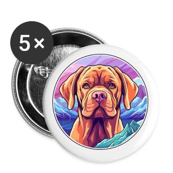 Bordeauxdogge Hunderasse Cartoon Kawaii Waterco - Buttons klein 25 mm (5er Pack) - Weiß - Vorne