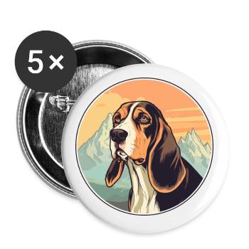 Chien courant estonien race chien dessin animé Kawaii aquarelle - Lot de 5 petits badges (25 mm) - blanc - Devant