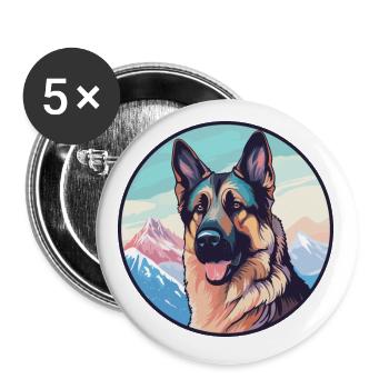 German Shepherd Dog Breed Cartoon Kawaii Watercolo - Buttons small 1''/25 mm (5-pack) - white - Front