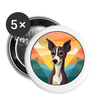 Lévrier italien chien race Cartoon Kawaii Waterco - Lot de 5 petits badges (25 mm) - blanc - Devant
