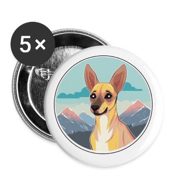 Kangourou chien race dessin animé Kawaii aquarelle - Lot de 5 petits badges (25 mm) - blanc - Devant