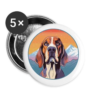 Lévrier norvégien race de chien Cartoon Kawaii Watercolo - Lot de 5 petits badges (25 mm) - blanc - Devant