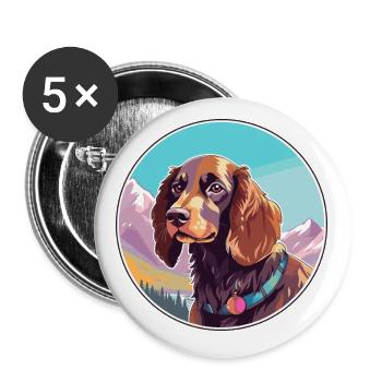 Picardie Spaniel Hund Rasse Cartoon Kawaii Watercolo - Buttons klein 25 mm (5er Pack) - Weiß - Vorne