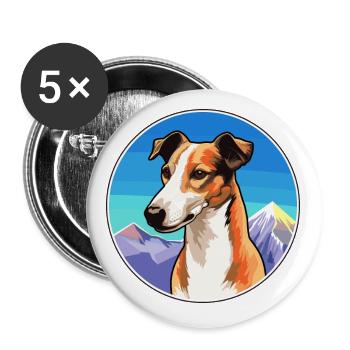 Rampur lévrier chien race dessin animé kawaii watercol - Lot de 5 petits badges (25 mm) - blanc - Devant