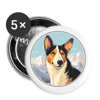 Glatter Collie Hund Rasse Cartoon Kawaii Aquarell - Buttons klein 25 mm (5er Pack) - Weiß - Vorne