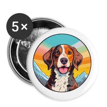 Tiroler Bracke Hunderasse Karikatur Kawaii Aquarell - Buttons klein 25 mm (5er Pack) - Weiß - Vorne