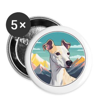 Whippet Hund Rasse Cartoon Kawaii Aquarell - Buttons klein 25 mm (5er Pack) - Weiß - Vorne