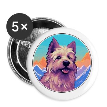 Berger Picard Hunderasse Cartoon Kawaii Aquarell - Buttons klein 25 mm (5er Pack) - Weiß - Vorne