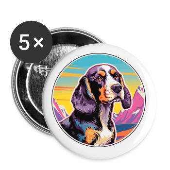 Ariege Pointer Dog Breed Cartoon Kawaii Watercolor - Buttons small 1''/25 mm (5-pack) - white - Front