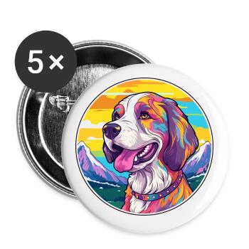 Armenian Gampr Dog Breed Cartoon Kawaii Watercolor - Buttons small 1''/25 mm (5-pack) - white - Front