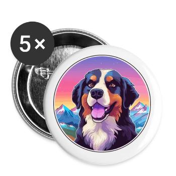 Bernese Mountain Dog Breed Cartoon Kawaii Watercol - Buttons small 1''/25 mm (5-pack) - white - Front
