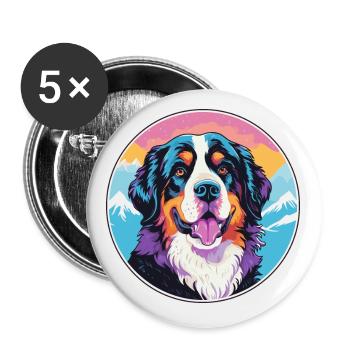 Bernese Mountain Dog Breed Cartoon Kawaii Watercol - Buttons small 1''/25 mm (5-pack) - white - Front